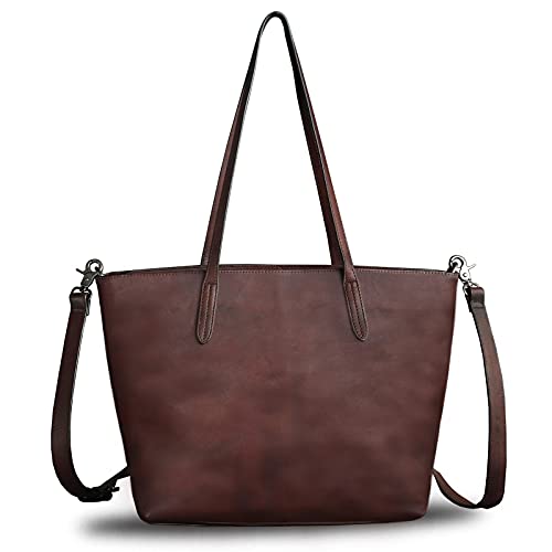 IVTG Genuine Leather Handbag Bag for Women Vintage Real Leather Shoulder Bag Purse Handmade Tote Bag Crossbody Bags (Coffee) - Image 1