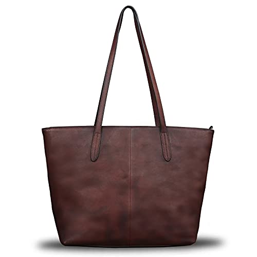 IVTG Genuine Leather Handbag Bag for Women Vintage Real Leather Shoulder Bag Purse Handmade Tote Bag Crossbody Bags (Coffee) - Image 3