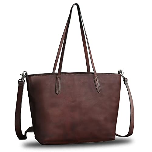 IVTG Genuine Leather Handbag Bag for Women Vintage Real Leather Shoulder Bag Purse Handmade Tote Bag Crossbody Bags (Coffee) - Image 2