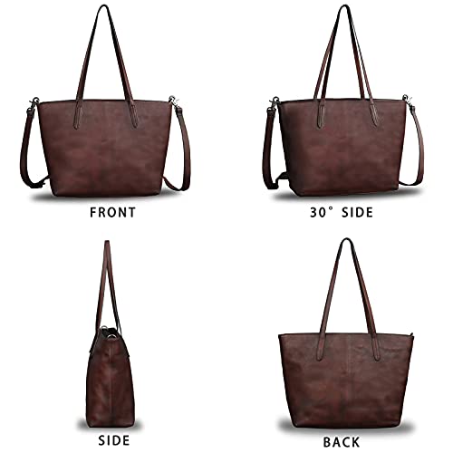 IVTG Genuine Leather Handbag Bag for Women Vintage Real Leather Shoulder Bag Purse Handmade Tote Bag Crossbody Bags (Coffee) - Image 4