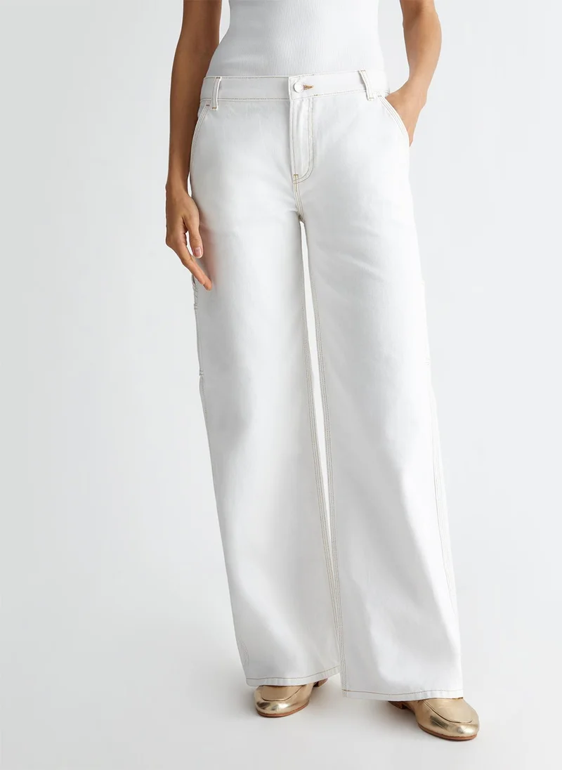 ليو جو بنطال جينز بقصة ساق واسعة بخصر منخفض