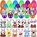 Lunmon 36 Pcs Prefilled Easter Eggs Filled with Mini Plush Animal Toys for Kids Baster Stuffer Filler Stuffed Animals with Carrot for Easter Egg Hunt Filler Party Favors Classroom Prize Supplies - Image 2