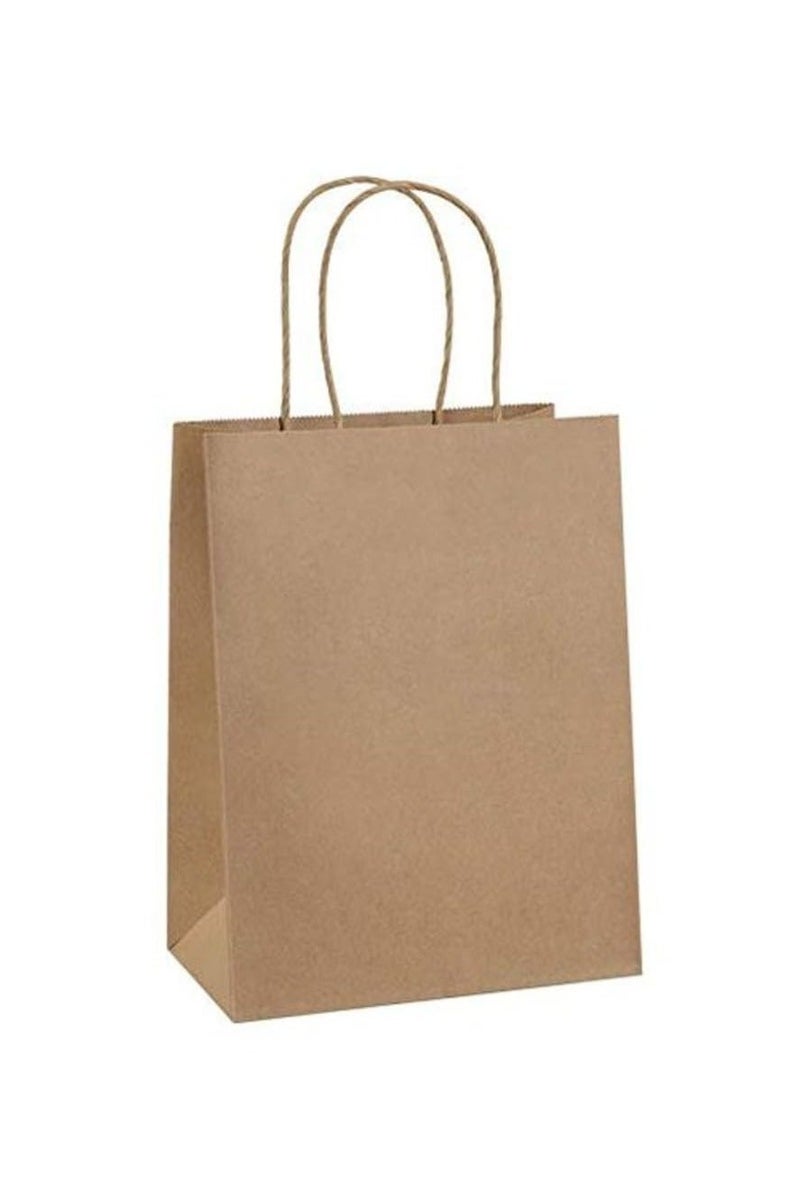 ecoway Kraft Paper Bags - Pack Of 50 Craft Large Paper Grocery Bags With Handles For Shopping, Party, Birthday, Wedding Gift, Retail, Merchandies Ecofreindly Reusable Brown (28X15X28 Cm) - Image 1