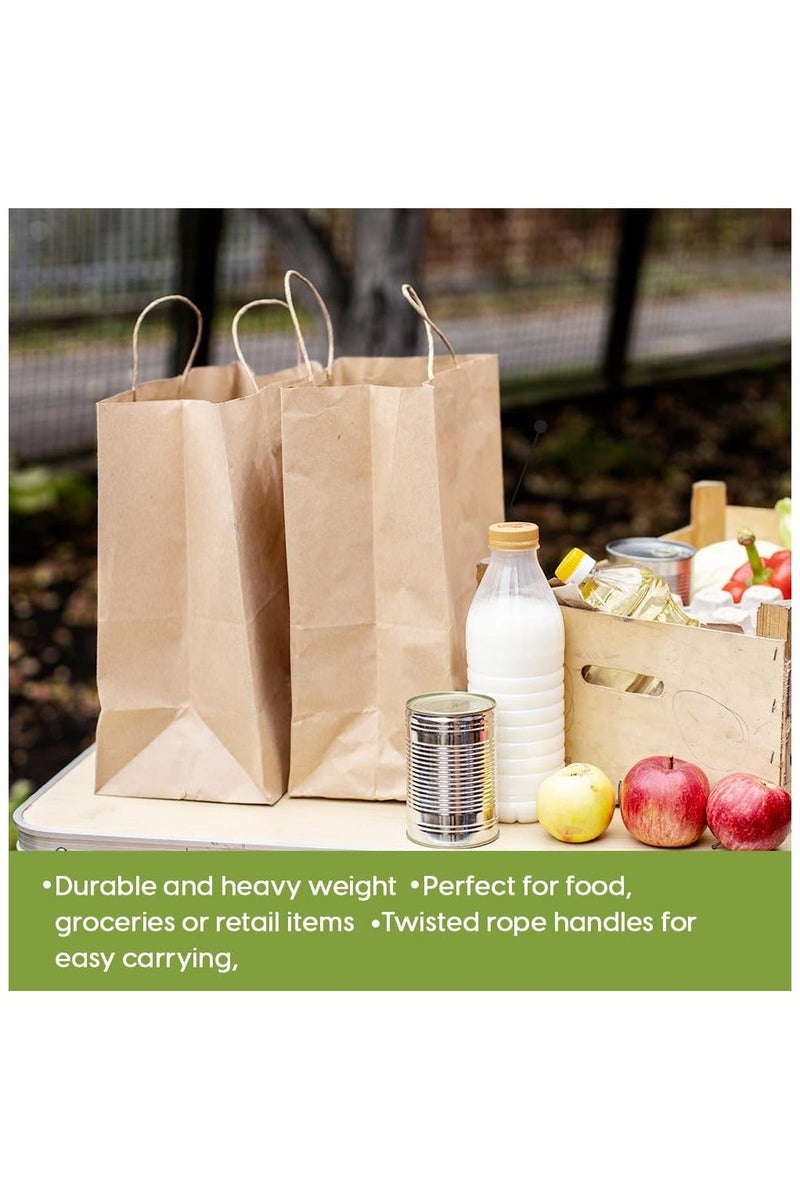 ecoway Kraft Paper Bags - Pack Of 50 Craft Large Paper Grocery Bags With Handles For Shopping, Party, Birthday, Wedding Gift, Retail, Merchandies Ecofreindly Reusable Brown (28X15X28 Cm) - Image 5