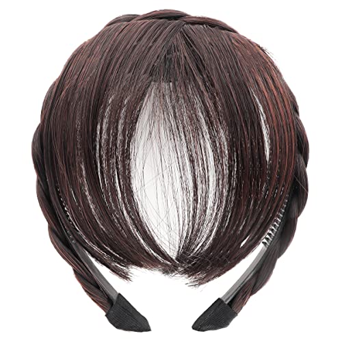 FERCAISH Front Hair Bangs Wigs Headband Synthetic Wigs Headband for Women Girls Dark Brown - Image 2