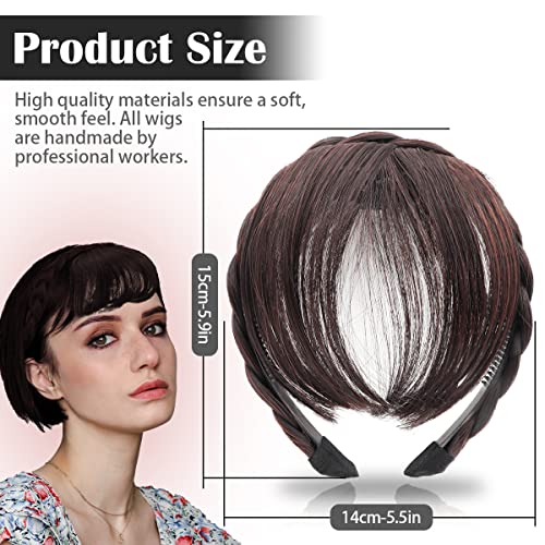 FERCAISH Front Hair Bangs Wigs Headband Synthetic Wigs Headband for Women Girls Dark Brown - Image 5