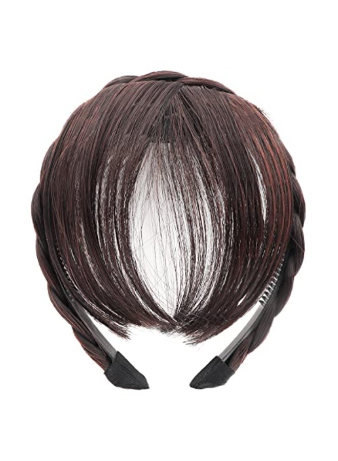 FERCAISH Front Hair Bangs Wigs Headband Synthetic Wigs Headband for Women Girls Dark Brown - Image 1