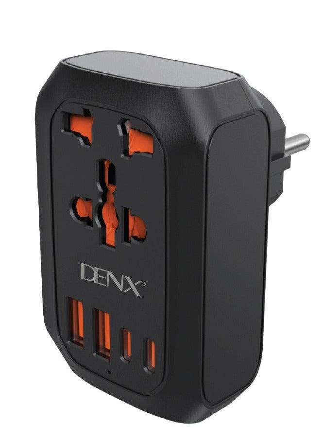 دينكس شاحن حائط منزلي – متعدد المخارج 2 Type-C + 2 USB 3.0 – شحن سريع وآمن لجميع الأجهزة – حماية من الحمل الزائد والماس الكهربائي – جهد 100-240 فولت – مناسب للهواتف، التابلت، السماعات، الباور بنك - Image 1