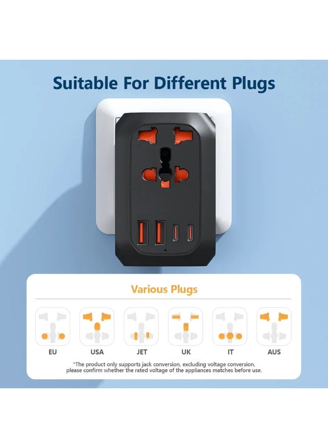 دينكس شاحن حائط منزلي – متعدد المخارج 2 Type-C + 2 USB 3.0 – شحن سريع وآمن لجميع الأجهزة – حماية من الحمل الزائد والماس الكهربائي – جهد 100-240 فولت – مناسب للهواتف، التابلت، السماعات، الباور بنك - Image 3