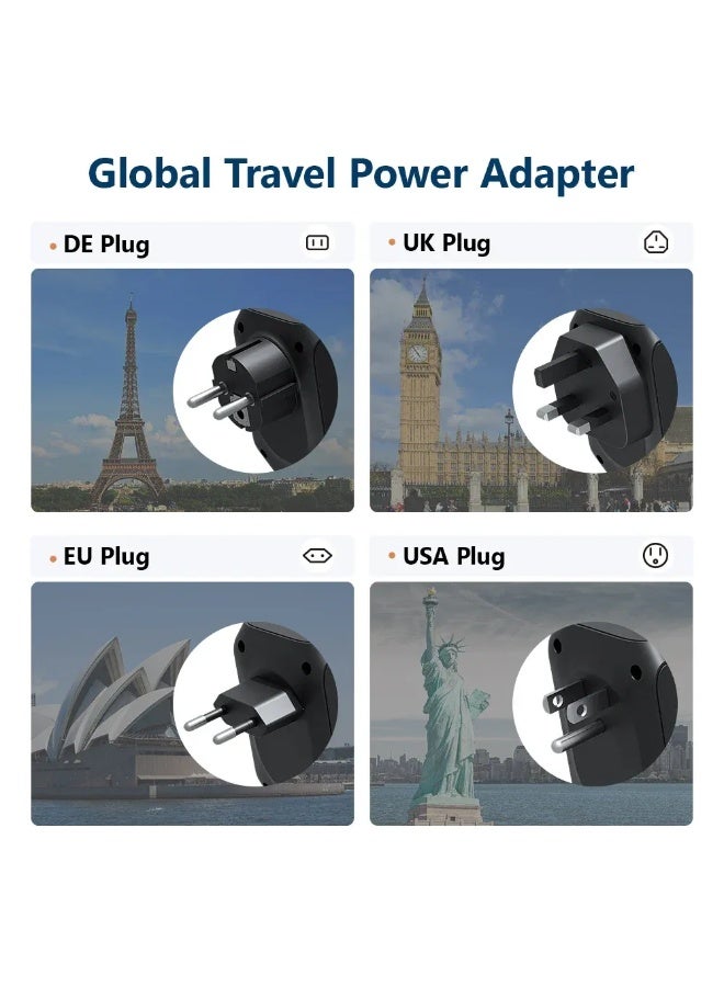 دينكس شاحن حائط منزلي – متعدد المخارج 2 Type-C + 2 USB 3.0 – شحن سريع وآمن لجميع الأجهزة – حماية من الحمل الزائد والماس الكهربائي – جهد 100-240 فولت – مناسب للهواتف، التابلت، السماعات، الباور بنك - Image 5