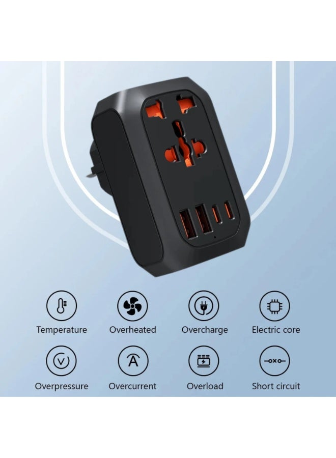 دينكس شاحن حائط منزلي – متعدد المخارج 2 Type-C + 2 USB 3.0 – شحن سريع وآمن لجميع الأجهزة – حماية من الحمل الزائد والماس الكهربائي – جهد 100-240 فولت – مناسب للهواتف، التابلت، السماعات، الباور بنك - Image 4