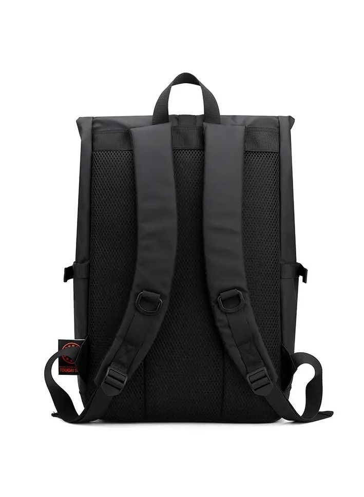 Multi-use backpack - for school, laptop and work - made of black faux leather - Image 2