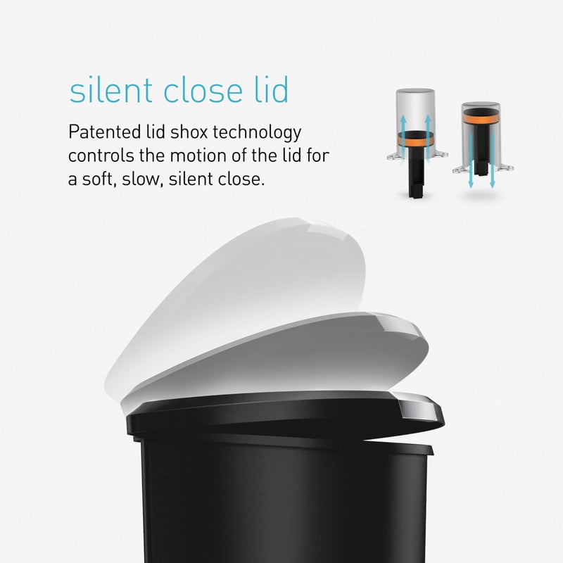 simplehuman 50 Liter Semi-Round Hands-Free Kitchen Step Soft-Close Lid Trash Can, White - Image 4
