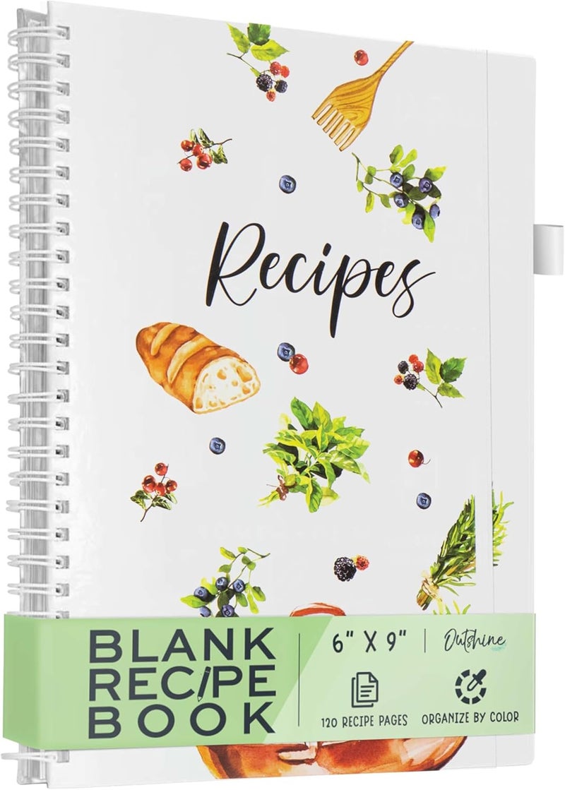 Outshine Blank Recipe Book to Write in Your Own Recipes 6x9 Fresh Greens, Recipe Book,Recipe Binder, Recipe Book Blank, Recipe Notebook, Cookbook Binder, Recipe Journal, Blank Cookbook - Image 1