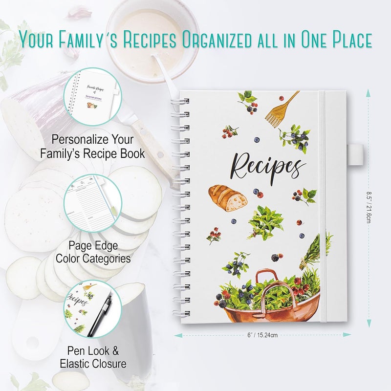 Outshine Blank Recipe Book to Write in Your Own Recipes 6x9 Fresh Greens, Recipe Book,Recipe Binder, Recipe Book Blank, Recipe Notebook, Cookbook Binder, Recipe Journal, Blank Cookbook - Image 4