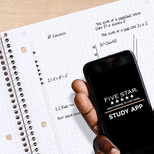 Five Star Spiral Notebook + Study App, 1 Subject, Graph Ruled Paper, Fights Ink Bleed, Water Resistant Cover, 8-1/2" x 11", 100 Sheets, Color Will Vary, 1 Count (06190) - Image 3