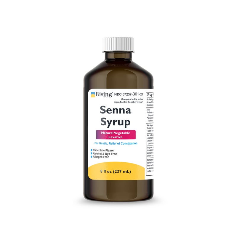 Rising Rising Health Natural Vegetable Laxative Senna Sennosides Syrup 88mg5ml Constipation Relief Chocolate Flavor Compared to Senokot Syrup