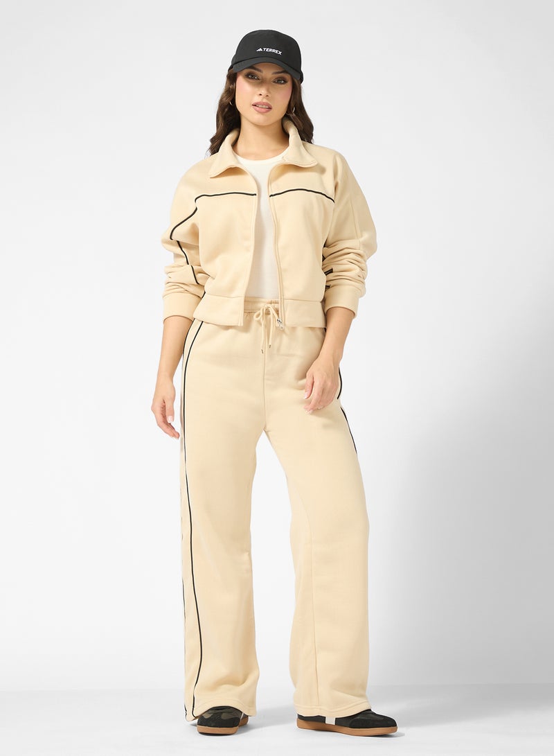 جينجر بدلة رياضية بسحاب وزخرفة متباينة - Image 1