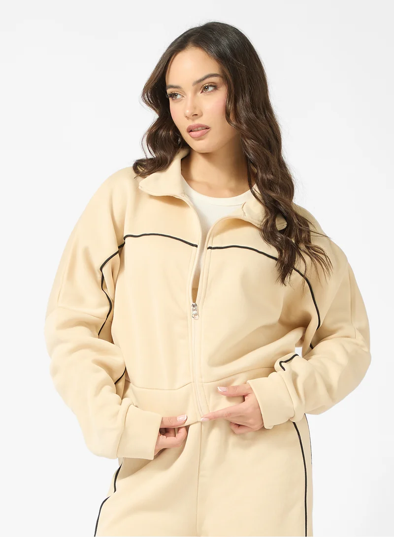 Ginger Zip Up Contrast Trim Detail Tracksuit