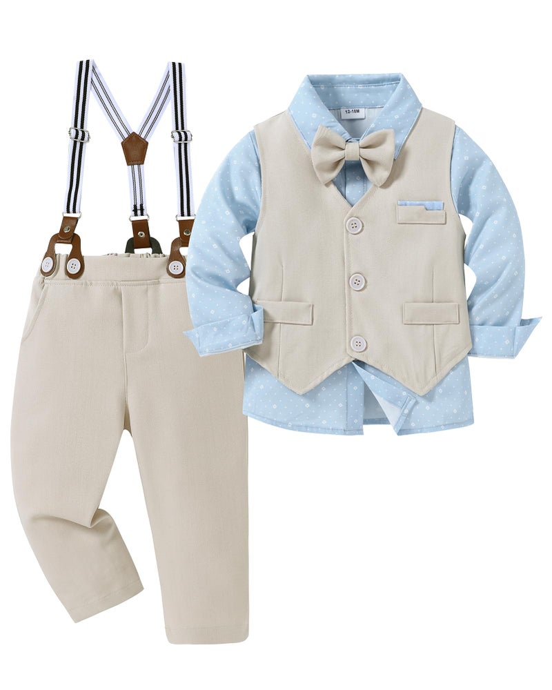 nilikastta Apricot Boys Linen Outfit Outfits For Boys Suits For Toddler Boys Boys Suspenders And Bow Tie Set Suit For Kids Toddler Boy Fall Outfits for Performance 1218 Months