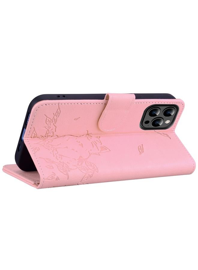 زبون جراب لهاتف iPhone 13 Pro Max مصنوع من الجلد المنقوش بشكل قطة لطيفة - Image 4