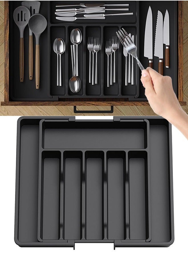 Drawer Organizer, Expandable Utensil Tray for Kitchen, Adjustable Flatware and Cutlery Holder, Compact Plastic Storage for Spoons Forks Knives, Large, Safe Grade Finis - pzsku/ZD6DF43EE53B38CA0E26EZ/45/_/1719976634/f5c03711-1b66-4a1b-b959-8286a715015b