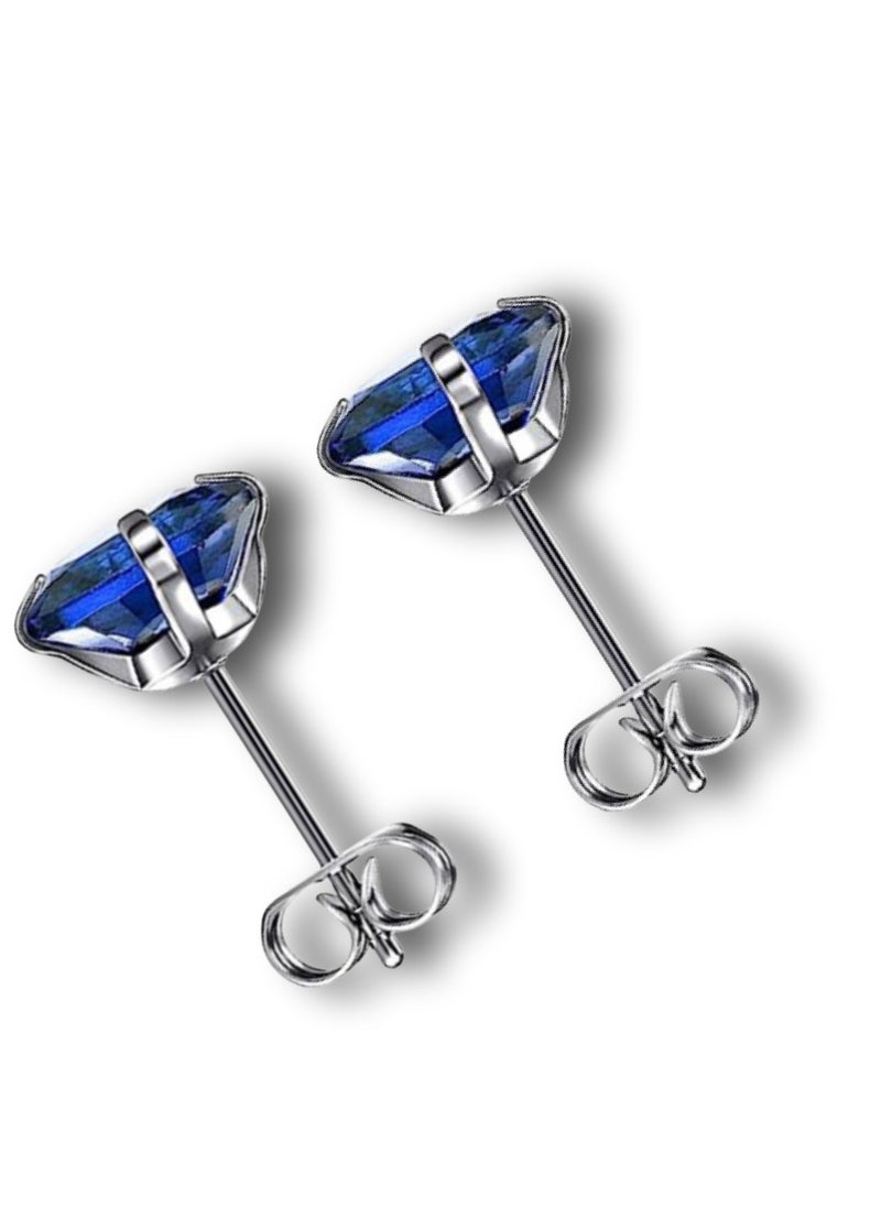 Soko Mesh 5 Pairs Hypoallergenic Stud Earrings Set, 316L Stainless Steel Cubic Zirconia Earrings, Durable CZ Earrings for Sensitive Ears, 3-8mm Steel Color, Non-Tarnish Jewelry  - Image 4