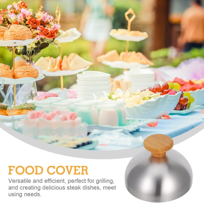 Generic Stainless Steel Food Dome Cover for Hamburger Cheese Melting, Oil-proof Kitchen Food Lid Handle, Griddle Basting and Steaming Plate Cover for Bbq Cooking and Indoor Use - Image 3