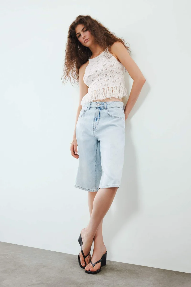Defacto Slim Fit Tassel Detailed Knitted Tank Top