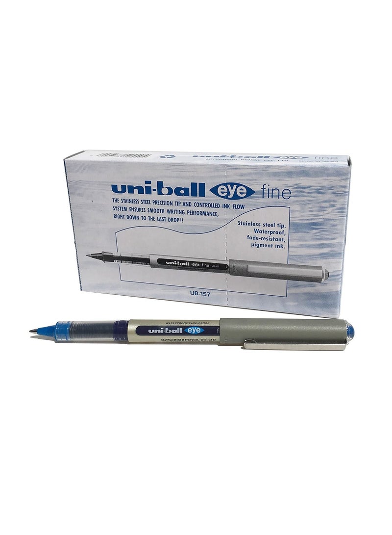 Uniball 12-Piece Eye Fine Roller Pen 0.7mm Tip Blue Ink  - Image 1