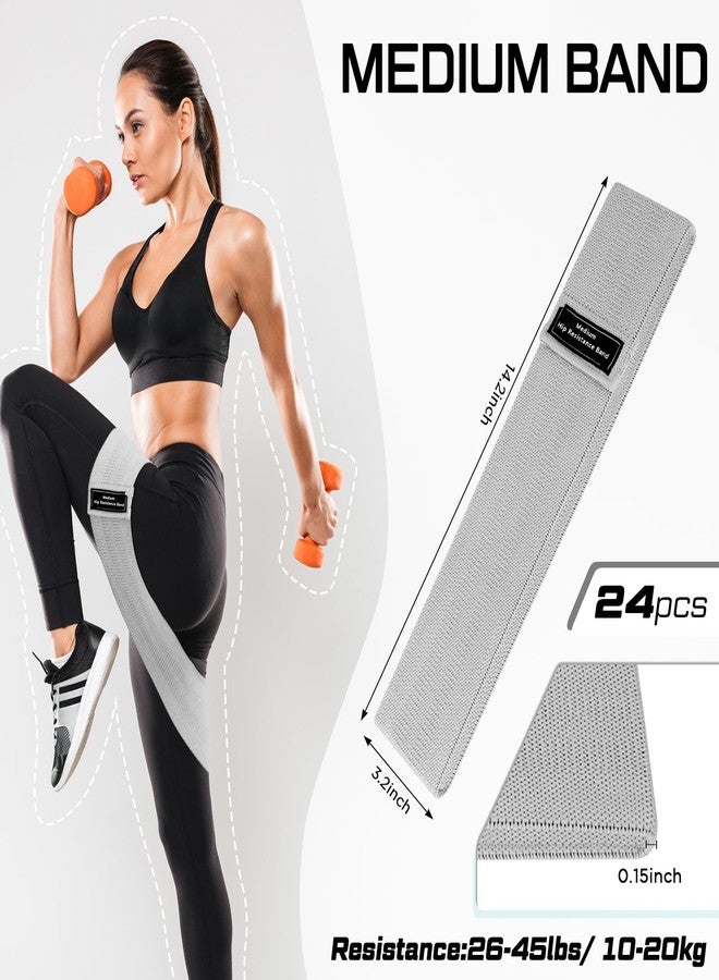 Bunnycool 24 Pcs Fabric Resistance Bands for Working Out Strength Exercise Bands for Women Men Resistance Loop for Legs and Butt, Yoga, Pilates, Rehab, Fitness and Home (Gray,Medium Resistance) - Image 2