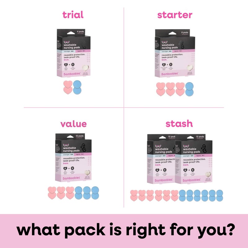 Bamboobies Ultra-Soft Velour Nursing Pads - Reusable, Washable & Leak-Proof - 2 Ultra-Thin and 2 Overnight Pads for Breastfeeding - Image 2