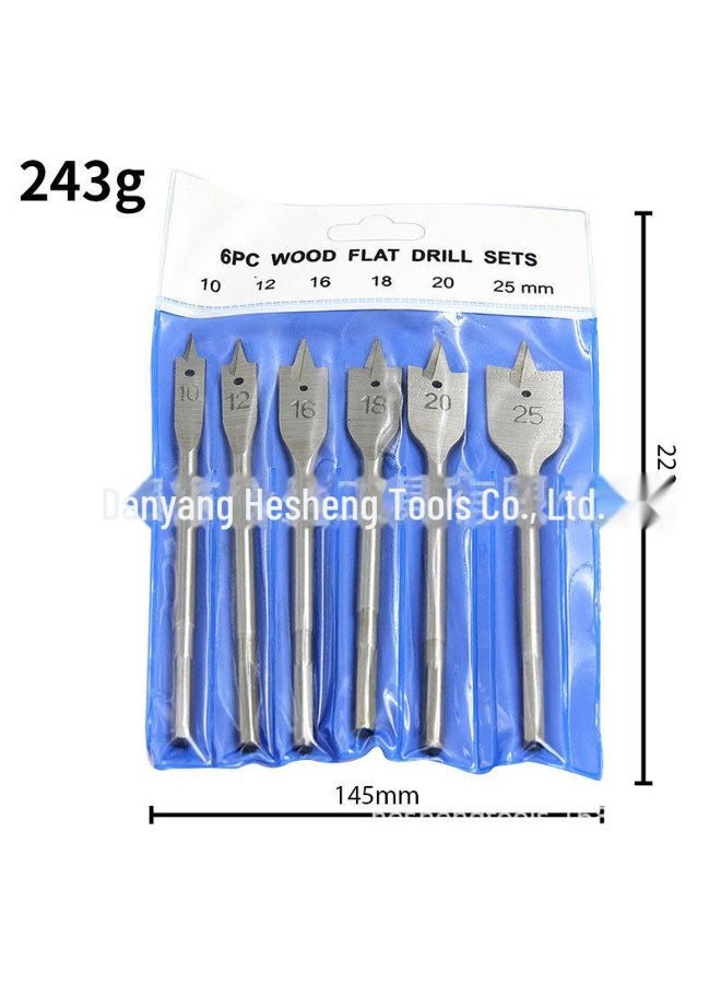 6pc Natural Color Flat Drill Hexagonal Handle Woodworking Hole Opener Set 