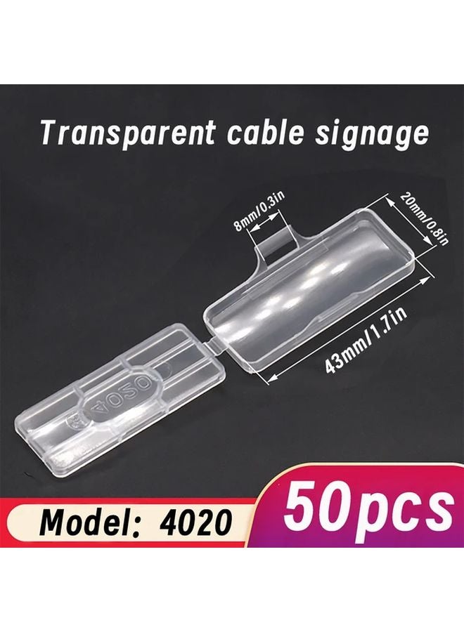 Model 4020 50pcs Clear Waterproof Cable Tagout Box Durable Dustproof Moisture Proof Plastic Nameplate With Cable Tie Labels For Organized Wire Management - Image 1