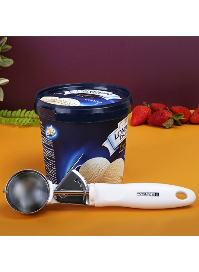 Royalford ice cream scoop stainless steel premium quality strong ABS handle 23.4x5.2 cm Silver/Marble Handle - Image 5