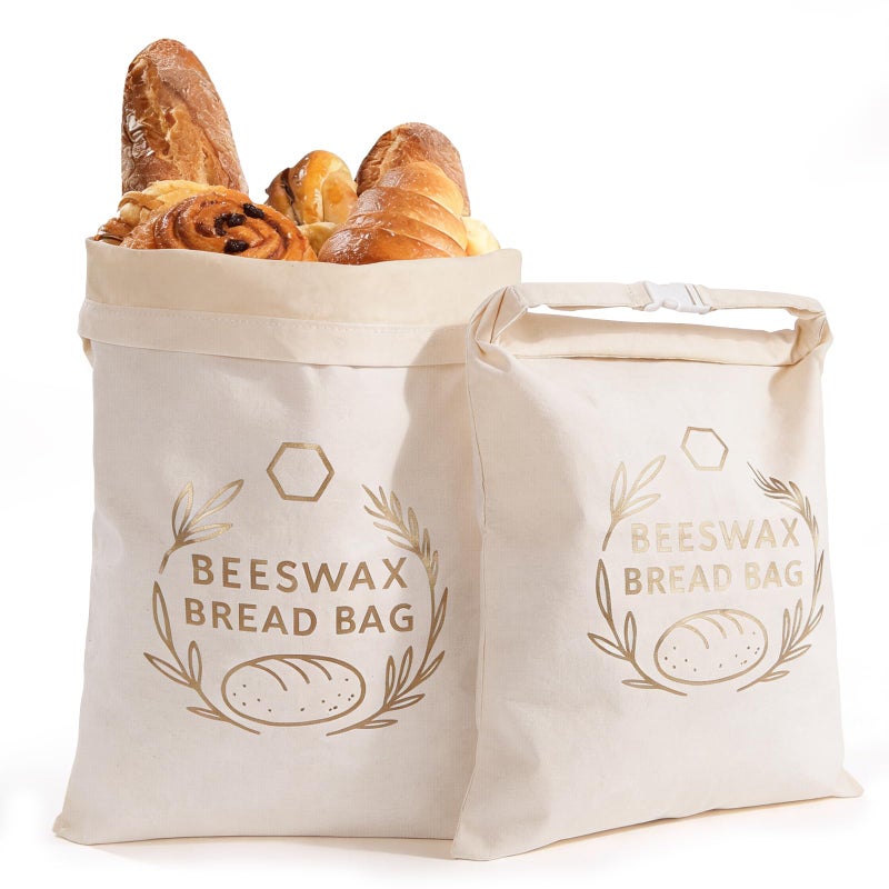 LDJRCP Reusable Beeswax Bread Bags for Sourdough Baking (2 Pack) XL - Organic Cotton Beeswax sourdough bread bags, Eco-Friendly, Freezer-Safe, Keep Homemade Bread Fresh, Food-Storage Bag - Image 1