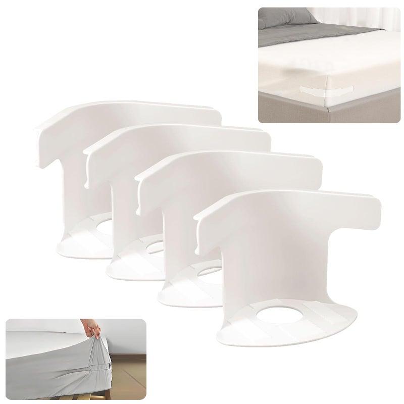 jkahh jkahh Lock Sheet Holders - 2025 New Bed Sheet Holders Keep Sheets Firm & Tight - Heavy Duty Bed Sheet Holder Corner Fitted Sheet Straps Fit All Mattress Size(White-4pcs)  - Image 1