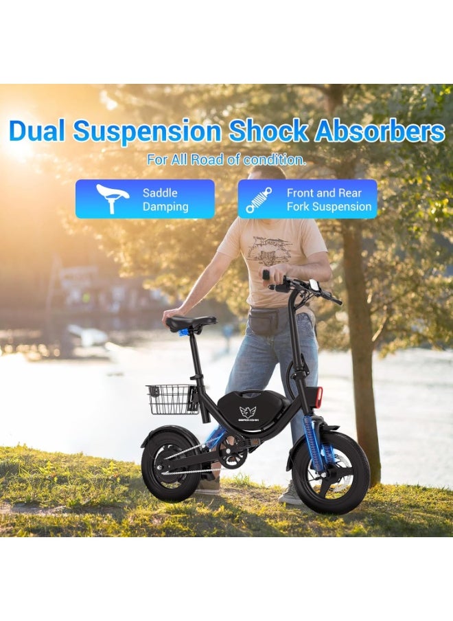 Wind Horse W3 Electric Scooter for Adults 500W Brushless Hub Motor, 35 KMH Max Speed, 25-35 KM Range with 36V 8AH Battery, 14 Inches Tires with Dual Suspension and Disc Brakes, Lightweight Carbon Alloy Frame, Urban Commuter E-Scooter with Basket for Easy Storage and Transport  - Image 5