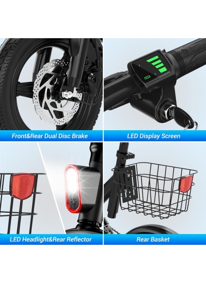 Wind Horse W3 Electric Scooter for Adults 500W Brushless Hub Motor, 35 KMH Max Speed, 25-35 KM Range with 36V 8AH Battery, 14 Inches Tires with Dual Suspension and Disc Brakes, Lightweight Carbon Alloy Frame, Urban Commuter E-Scooter with Basket for Easy Storage and Transport  - Image 3