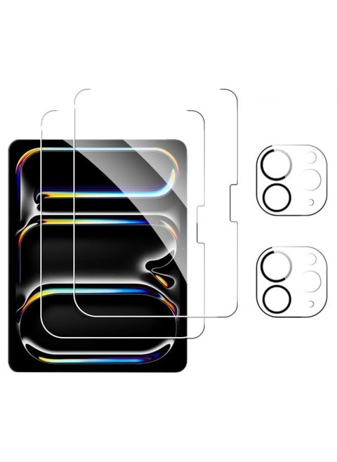 2+2 Screen Protector Compatible with iPad Pro 13 (2024, 7th Generation) with Camera Lens Protector, Tempered Glass Film HD Anti-Scratch