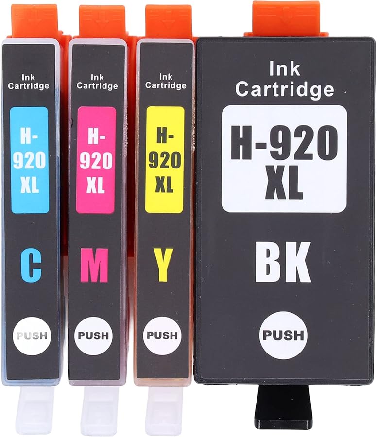 4 قطع خراطيش حبر من مادة البولي بروبيلين لطابعات HP Officejet 6000 و6500 و7000 و7500 بألوان زاهية عالية الوضوح - Image 1