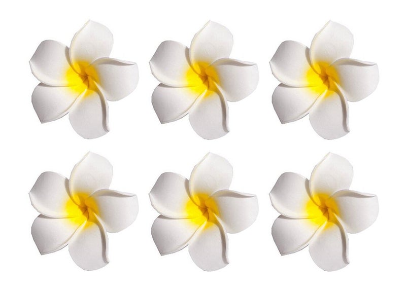 12PCS Diameter 236inch Hawaiian Hawaii Plumeria Foam Flower Alligator Hair Clips Hair Clasp Hair Holder Barrettes Hair Pins For Women Lady Girls Yellow
