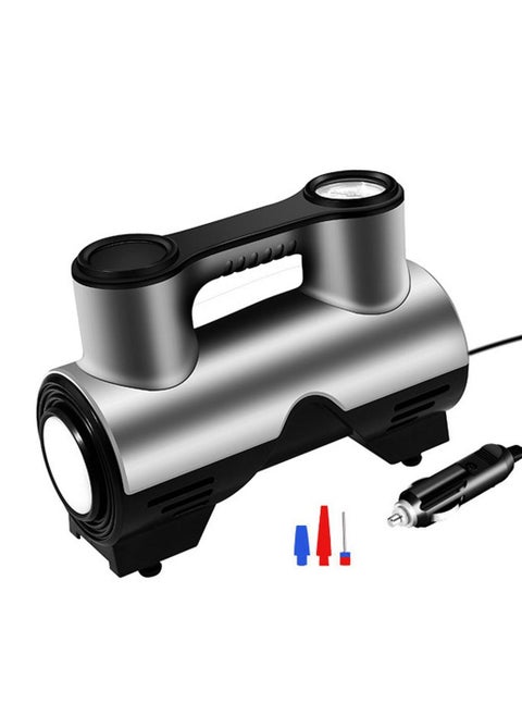 2 Piston Portable Tire Inflator with Emergency Light for Cars and Motorcycles, Works on Lighter Socket 12V Power 120W with Gauge Up to 150PSI and 3M Cable