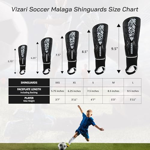 Vizari Malaga Shin Guards for Kids, Youth, Adults – Lightweight Soccer Shin Pads with Ankle Protection for Boys, Girls, Men & Women (Ages 3 to Adult) - Image 3