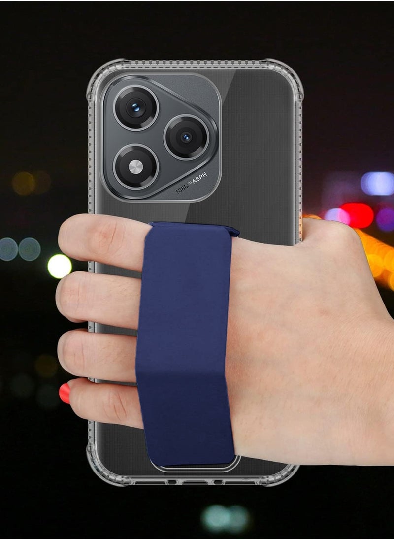 Wtech Honor 400 Lite 5G 2025 TPU Hand Grip Air Pillow Case Cover - Clear/Navy Blue  - Image 3