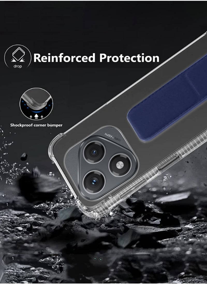 Wtech Honor 400 Lite 5G 2025 TPU Hand Grip Air Pillow Case Cover - Clear/Navy Blue  - Image 4