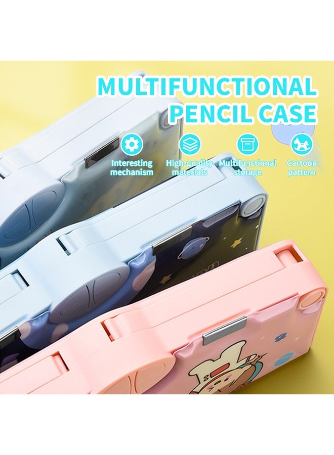Interesting Cartoon Pattern Pencil Case, Multifunctional Large Capacity Stationery Pouch with Timetable Placement Area, Multiple Independent Compartments, Suitable for School and Travel - Image 2