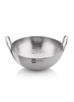 Bergner Stainless Steel Be Essentials 24 Cm Hammered Kadai,2.9 Liters Kadhai Without Lid,Thickness 2.2 Mm,Food Safe,Sturdy and Durable,Easy to Clean,Gas Stove Ready,Dishwasher Safe,5-Year Warranty