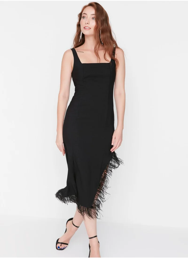 trendyol Fringe High Low Hem Dress