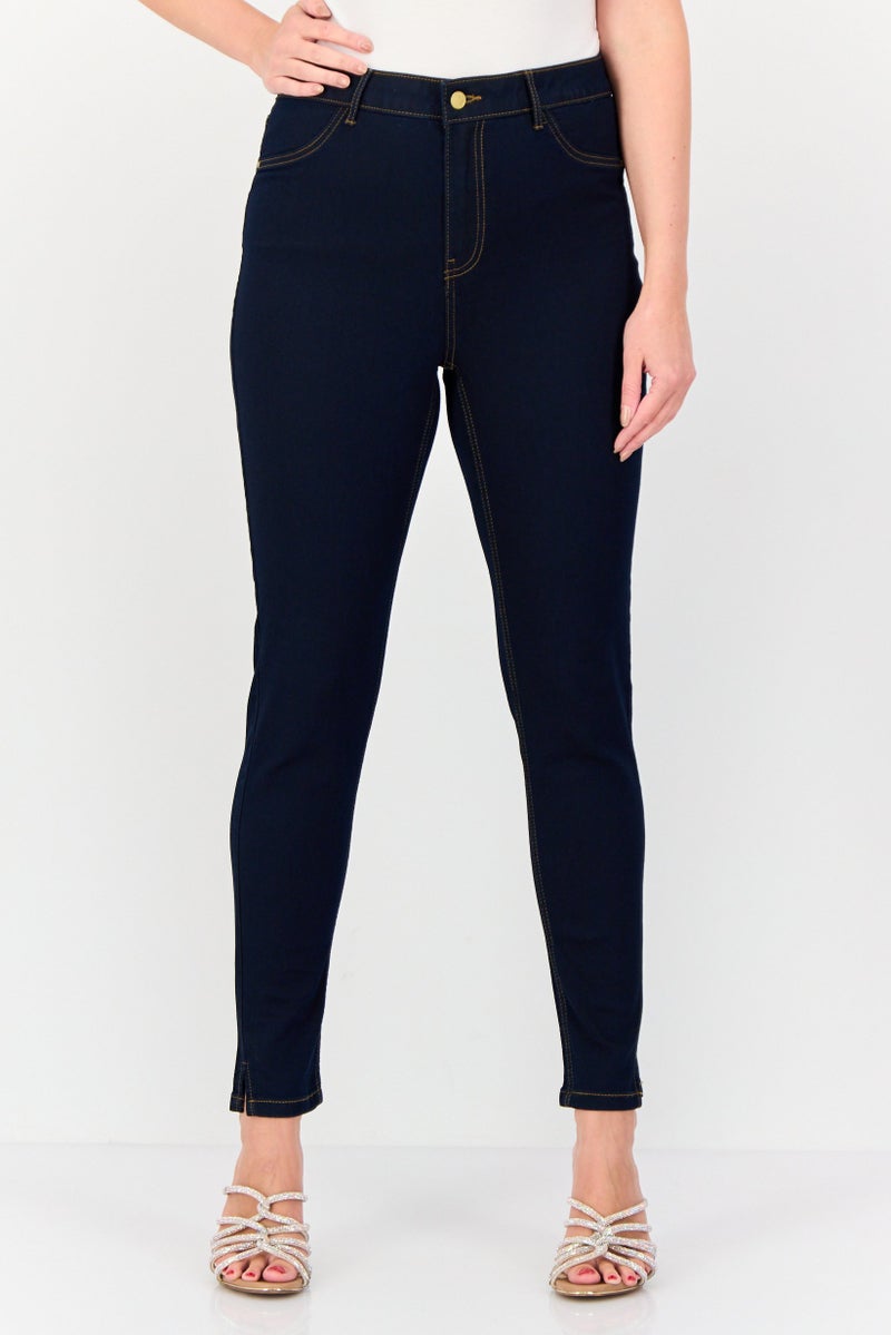 ONLY Jdy By Only Women Skinny Fit Solid Stretchable Jeans, Navy  - Image 1